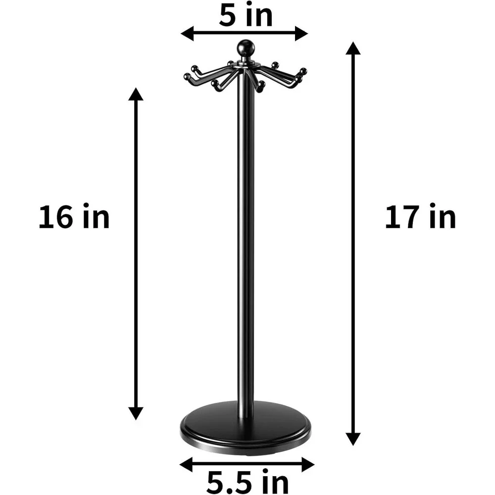 MAYZOLOP Kitchen Countertop Rotating Utensil Holder, Stainless Steel, Black